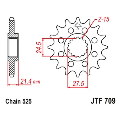 Ozubené kolo přední JT SPROCKETS JTF709.16RB (215016JTRB) (JT ozubené kolo přední 2150 16 s gumo