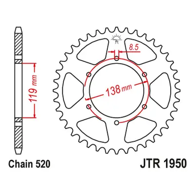 Rozeta JT SPROCKETS JTR1950.50 (21350JT) (JT rozeta 213 50 (21350JT))