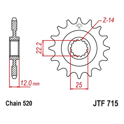 Řetězové kolo přední JT SPROCKETS JTF715.13 (210213JT) (JT řetězové kolo přední 2102 13 (210213J