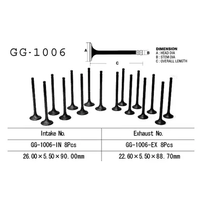 Sací ventil VESRAH GG-1006-IN (VESRAH sací ventil HONDA CB 900F 79-83 (SC01, SC09), CB 1100F/R 8