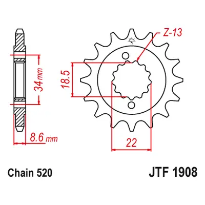 JT Sprockets ozubené kolo JTF1908.15 (227615JT) (Přední ozubené kolo JT Sprockets JTF1908.15)