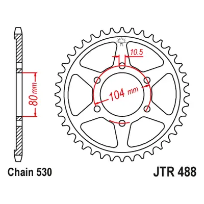 JT rozeta 488 42 KAWASAKI ZRX 1200 R/S 01-06, ZXR 750 91-92 (48842JT) (řetěz 530) (JT rozeta 488