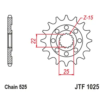 Ozubené kolo přední JT SPROCKETS JTF1025.15 (235415JT) (JT ozubené kolo přední 2354 15 ROYAL ENF