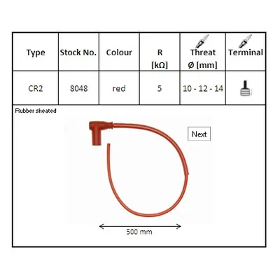 NGK fajfka na zapalovací svíčky gumová ohnutá (90) kabel 50 Cmm barva červená (NR 8048) (NGK faj