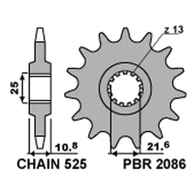 Ozubené kolo přední PBR 20861618NC (PBR ozubené kolo přední 2086 16 18NC)