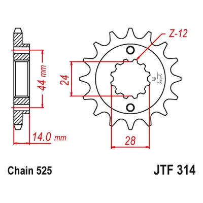 JT Sprockets ozubené kolo JTF314.16 (34816JT) (Přední ozubené kolo JT Sprockets JTF314.16)