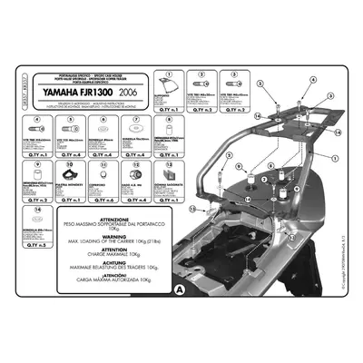 Zadní nosič kufru KAPPA KR357 (KAPPA zadní nosič kufru YAMAHA FJR 1300 (06-12) ( s plotnou MONOK