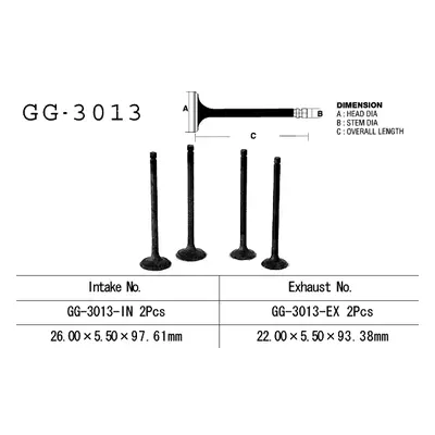 Sací ventil VESRAH GG-3013-IN (VESRAH sací ventil SUZUKI GZ 250 99-10, GN 250, DR 250, LT 300 E 