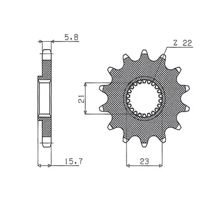 Ozubené kolo přední SUNSTAR SUN37214 (JTF577.14, 44114JT) (SUNSTAR ozubené kolo přední 441 14 (J