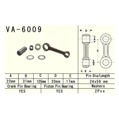 Ojniční sada VESRAH VA-6009 (VESRAH ojniční sada YAMAHA YZ 250 (YZ250) 99-20 (VA6009) vyrobeno v