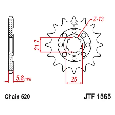 JT Sprockets ozubené kolo JTF1565.13 (214113JT) (Přední ozubené kolo JT Sprockets JTF1565.13)