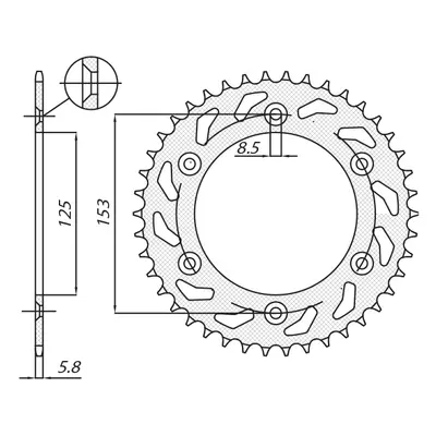 SUNSTAR ZĘBATKA TYLNA 289 45 (JTR210.45) (ŁAŃC. 520) (28945JT) (SUN1-3559-45) (SUNSTAR ZĘBATKA T