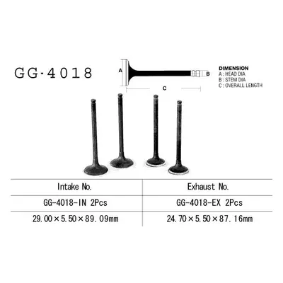 Sací ventil VESRAH GG-4018-IN (VESRAH sací ventil KAWASAKI KLR 250 85-05, EN 450/500, GPZ 500S, 