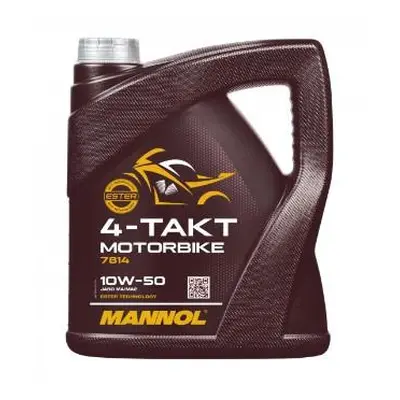 MANNOL motorový olej 4T MOTORBIKE 10W50 4L syntetický ESTER TECHNOLOGY (JASO MA/MA2) (7814) (20)