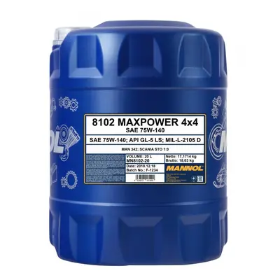 MANNOL MAXPOWER 4X4 75W140 API GL5 - olej převodový syntetický 20L (75W-140) (MANNOL MAXPOWER 4X