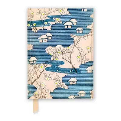 Japanese Woodblock: Cottages with Rivers a Cherry Blossoms (Foiled Journal)