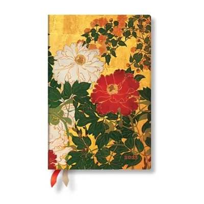 Natsu (Rinpa Florals) Mini 12-month Horizontal Softcover Flexi Dayplanner 2025 (Elastic Band Clo