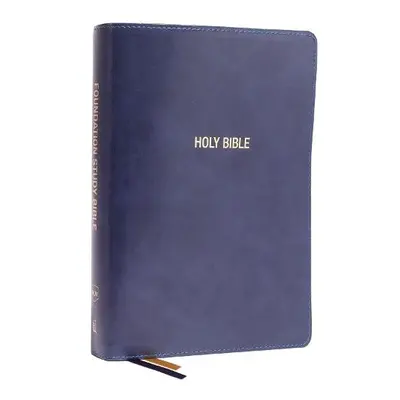 NKJV, Foundation Study Bible, Large Print, Leathersoft, Blue, Red Letter, Thumb Indexed, Comfort