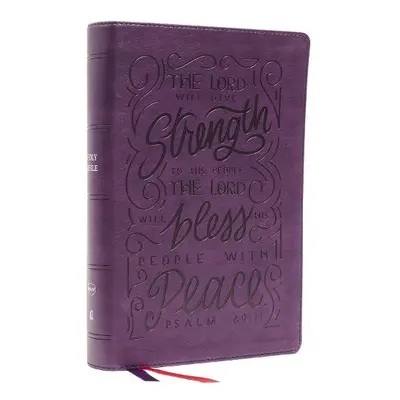 NKJV, Giant Print Center-Column Reference Bible, Verse Art Cover Collection, Leathersoft, Purple