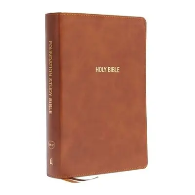 NKJV, Foundation Study Bible, Large Print, Leathersoft, Brown, Red Letter, Thumb Indexed, Comfor