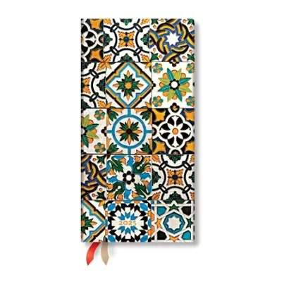 Porto (Portuguese Tiles) Slim 12-month Horizontal Hardback Dayplanner 2025 (Elastic Band Closure