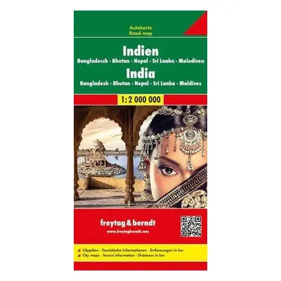 India - Bangladesh - Bhutan - Nepal - Sri Lanka - Maldives Road Map 1:2 000 000