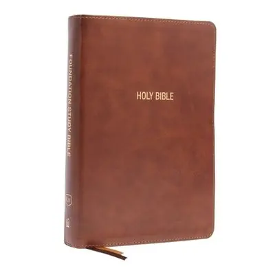 KJV, Foundation Study Bible, Large Print, Leathersoft, Brown, Red Letter, Thumb Indexed, Comfort