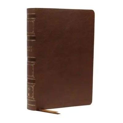 NKJV, Single-Column Wide-Margin Reference Bible, Leathersoft, Brown, Red Letter, Comfort Print -