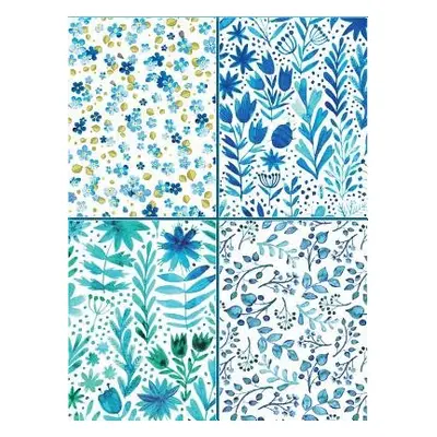 Set of Four Magnetic Notepads: Blue Abstract