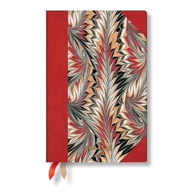 Rubedo (Cockerell Marbled Paper) Mini 12-month Verso Hardback Dayplanner 2025 (Elastic Band Clos