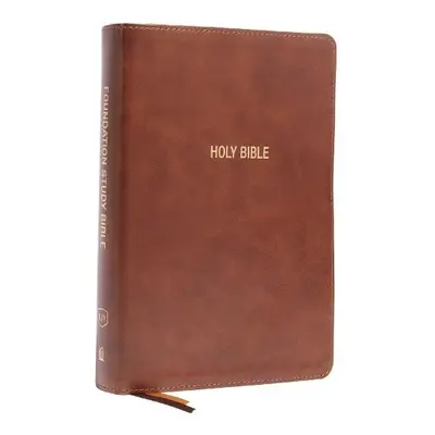 KJV, Foundation Study Bible, Large Print, Leathersoft, Brown, Red Letter, Comfort Print - Nelson