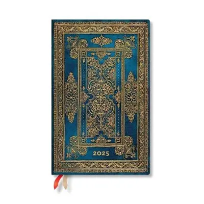 Blue Luxe (Luxe Design) Maxi 12-month Horizontal Hardback Dayplanner 2025 (Elastic Band Closure)