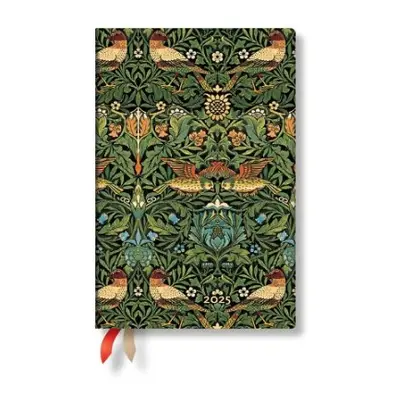 Morris Birds (William Morris) Mini 12-month Horizontal Softcover Flexi Dayplanner 2025 (Elastic 