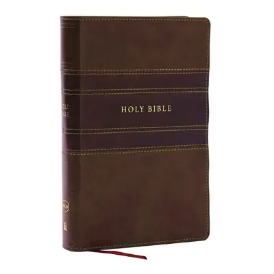 NKJV Personal Size Large Print Bible with 43,000 Cross References, Brown Leathersoft, Red Letter