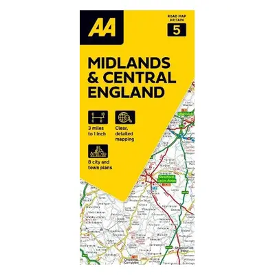 AA Road Map Midlands a Central England