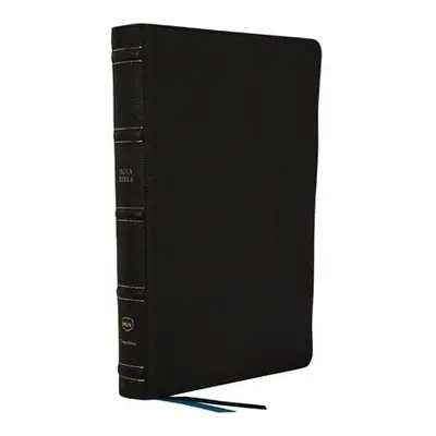 NKJV, Large Print Thinline Reference Bible, Blue Letter, Maclaren Series, Genuine Leather, Black