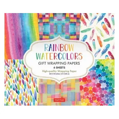 Rainbow Watercolors Gift Wrapping Papers - 6 sheets