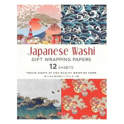 Japanese Washi Gift Wrapping Papers - 12 Sheets