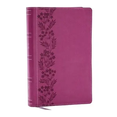 NKJV Personal Size Large Print Bible with 43,000 Cross References, Pink Leathersoft, Red Letter,