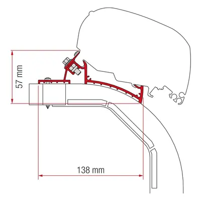 Adaptér pro Arca a Mobilvetta K-Yacht na markýzy Fiamma F65/F80