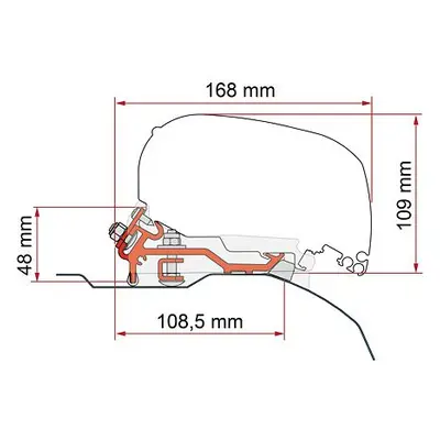 Adaptér pro Fiat Ducato H2 na markýzy Fiamma F80S barva stříbrná