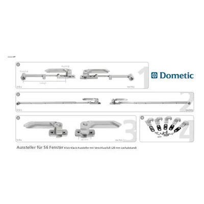 Okno Dometic S6 – náhradní díly varianta 3. otočná západka