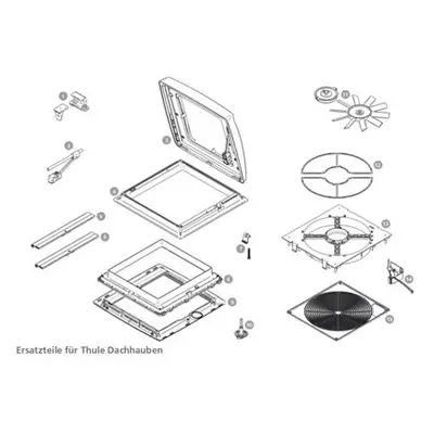 Náhradní díly pro střešní okna Thule varianta 3. kopulovitý ventilátor Thule, průsvitný