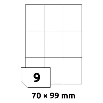 Bílé samolepicí etikety Rayfilm R0100.8014A, 70x99 mm, 100 listů A4, 900 etiket