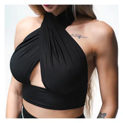 Černý dámský crop top | Cross | Festivalové a párty oblečení