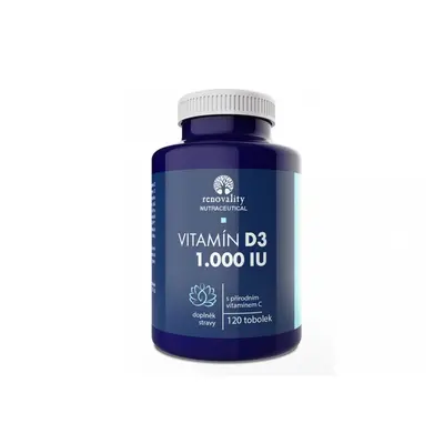 Renovality Vitamín D3 1.000 IU obohacený přírodním vitamínem C, 120 tobolek