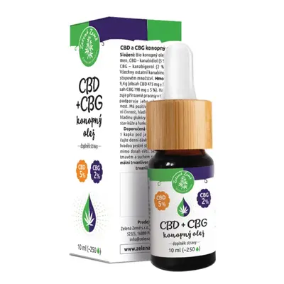 Zelená země CBD 5% + CBG 2% konopný olej 10 ml