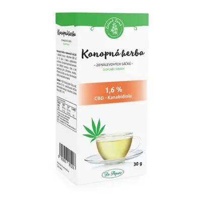 Zelená země CBD konopný čaj porcovaný 1,6% CBD 20 sáčků