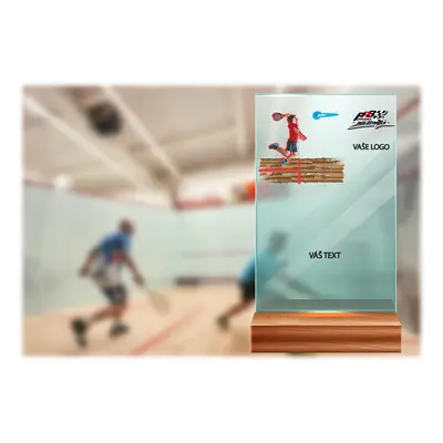 Skleněná trofej na dřevěném podstavci | Squash Výška: 17 cm