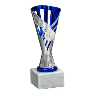 Plastová trofej | Stříbrno-modrá Výška: 17 cm